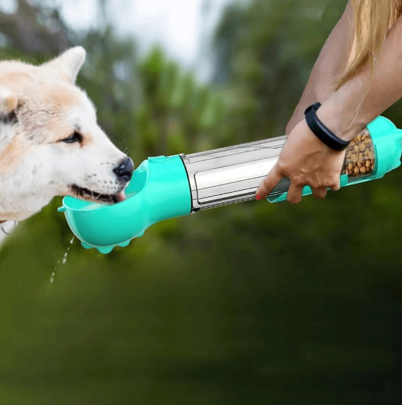 3-in-1 Portable Dog Water Bottle with Food Dispenser & Bowl