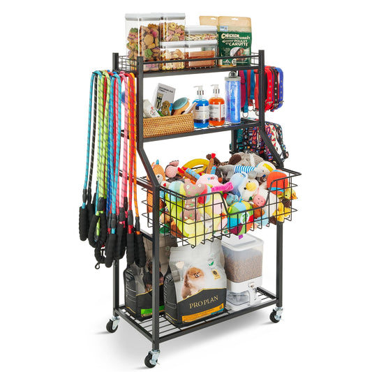 The DockShark Storage Rack — Dog Toy Bin, Organizer & Leash Station on Wheels