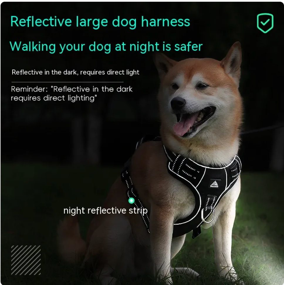Reflective Dog Harness — No-Pull Safety Vest for Night Walks & Outdoor Adventures